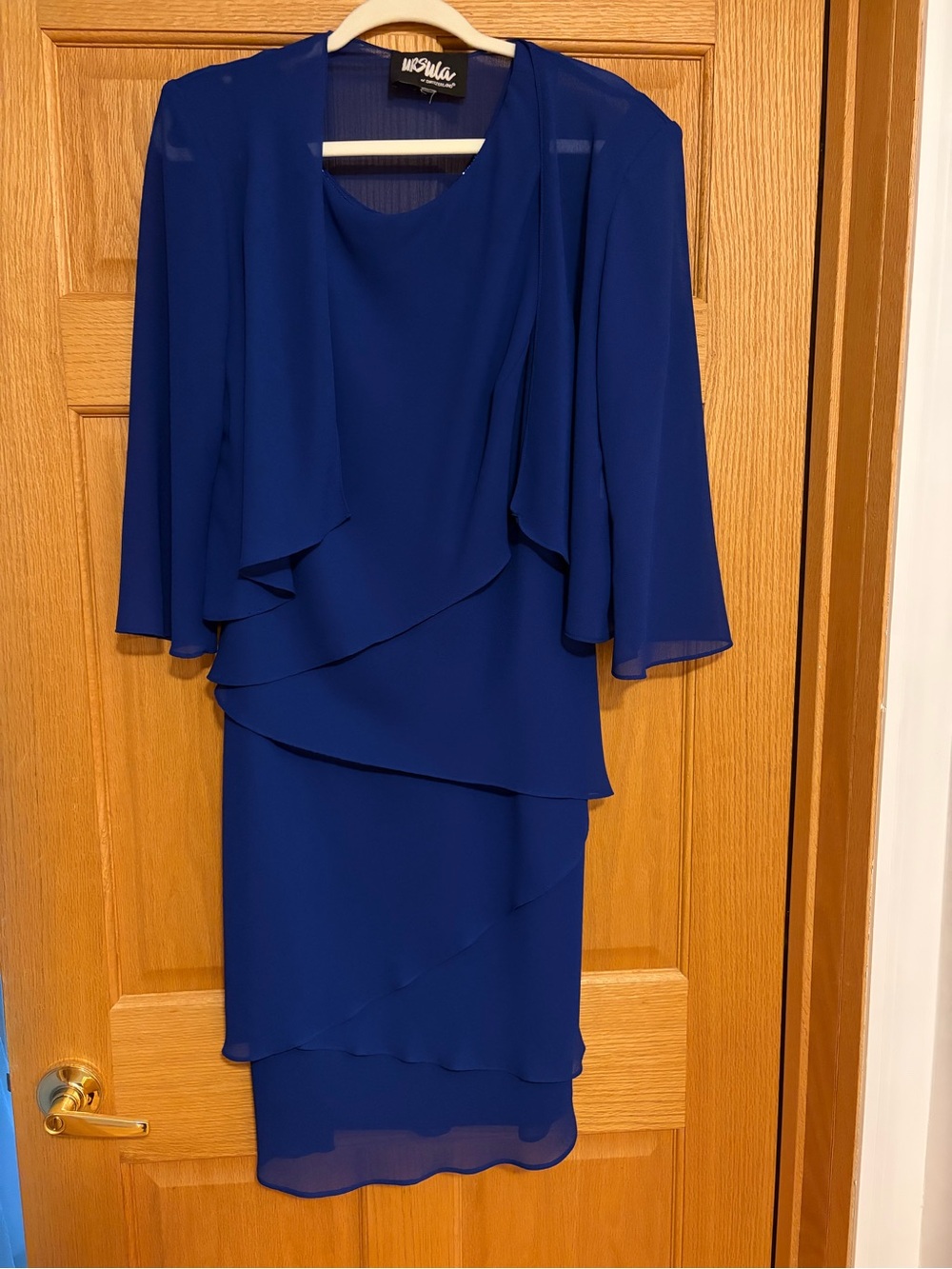 Ursula of Switzerland Women’s Two Piece Tiered Chiffon Sheath Dress - Size 14